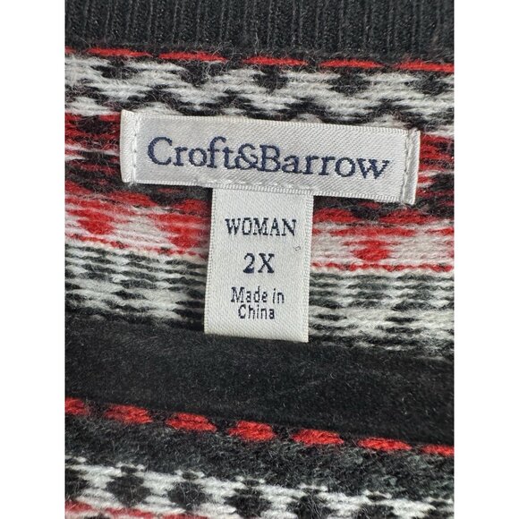 Croft & Barrow Womens 2X Nordic Knit Cardigan Geometric Cozy Holiday Cottagecore - Picture 3 of 7